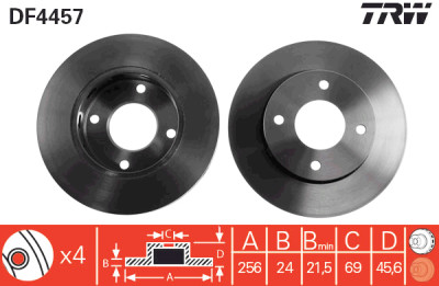 Jeu de (2) disques de frein TRW DF4457