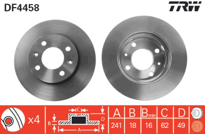 Jeu de (2) disques de frein TRW DF4458