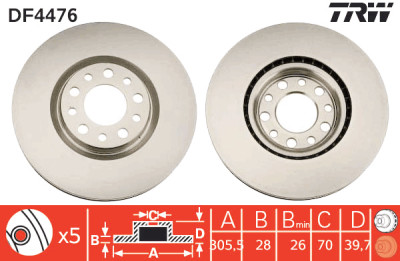 Jeu de (2) disques de frein TRW DF4476