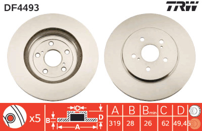 Jeu de (2) disques de frein TRW DF4493