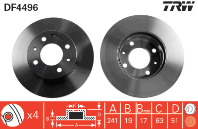 Jeu de (2) disques de frein TRW DF4496