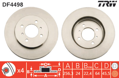 Jeu de (2) disques de frein TRW DF4498