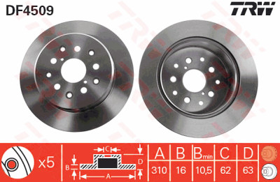 Jeu de (2) disques de frein TRW DF4509