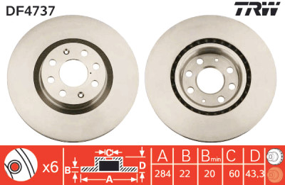 Jeu de (2) disques de frein TRW DF4737