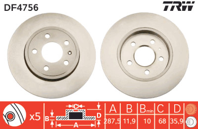 Jeu de (2) disques de frein TRW DF4756