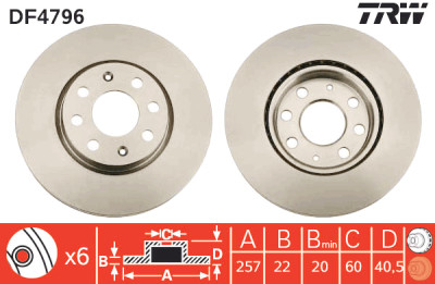 Jeu de (2) disques de frein TRW DF4796