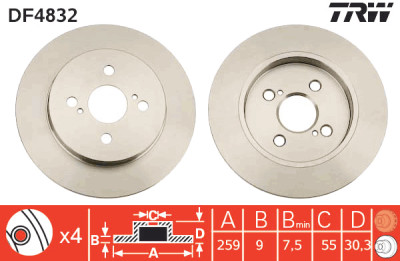 Jeu de (2) disques de frein TRW DF4832