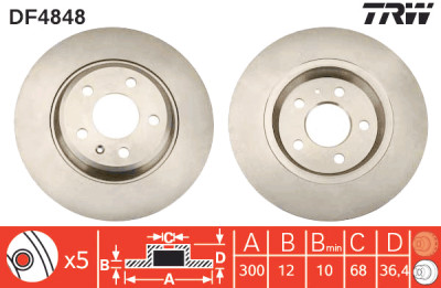 Jeu de (2) disques de frein TRW DF4848