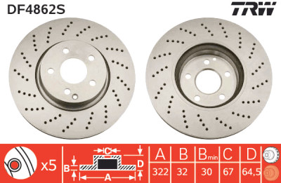 Disque de frein TRW DF4862S