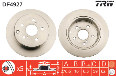 Jeu de (2) disques de frein TRW DF4927