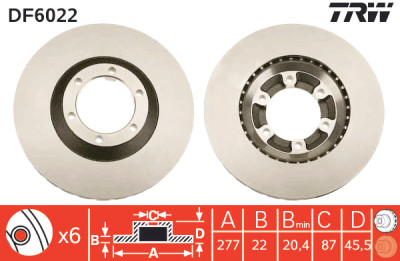 Jeu de (2) disques de frein TRW DF6022