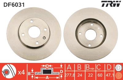 Jeu de (2) disques de frein TRW DF6031