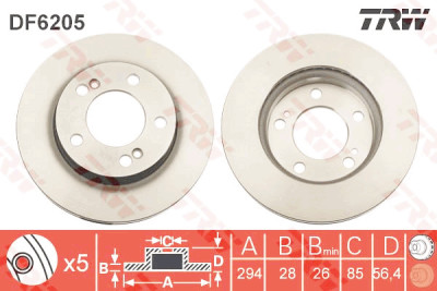 Jeu de (2) disques de frein TRW DF6205