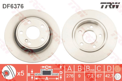 Jeu de (2) disques de frein TRW DF6376