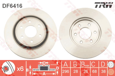 Jeu de (2) disques de frein TRW DF6416