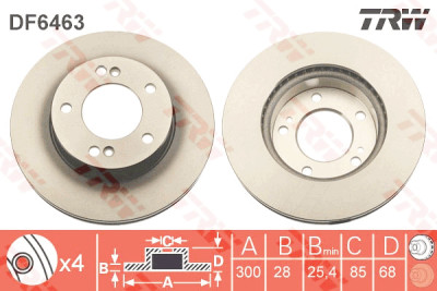 Jeu de (2) disques de frein TRW DF6463