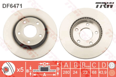 Jeu de (2) disques de frein TRW DF6471