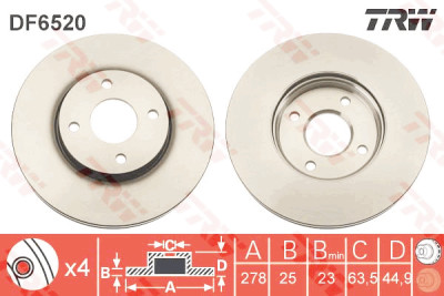 Jeu de (2) disques de frein TRW DF6520