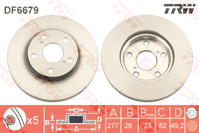Jeu de (2) disques de frein TRW DF6679