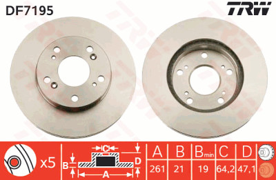 Jeu de (2) disques de frein TRW DF7195
