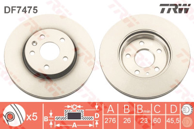 Jeu de (2) disques de frein TRW DF7475