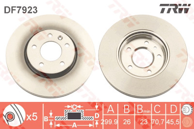 Jeu de (2) disques de frein TRW DF7923