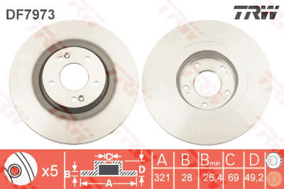 Jeu de (2) disques de frein TRW DF7973