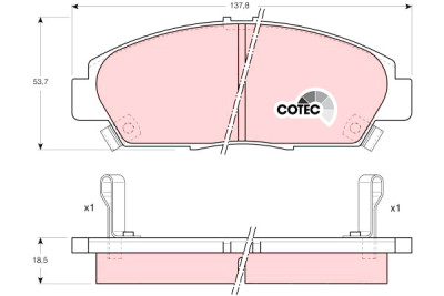 Jeu de 4 plaquettes de frein COTEC TRW GDB1061