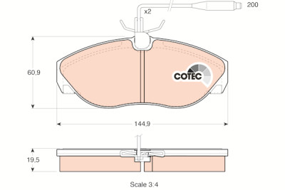 Jeu de 4 plaquettes de frein COTEC TRW GDB1105