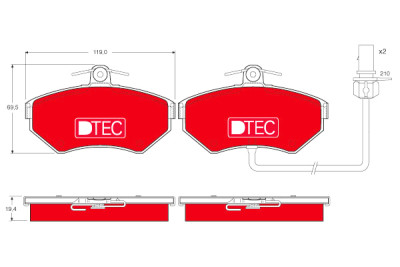 Jeu de 4 plaquettes de frein DTEC COTEC TRW GDB1366DTE