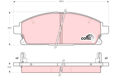Jeu de 4 plaquettes de frein COTEC TRW GDB3312