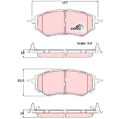 Jeu de 4 plaquettes de frein COTEC TRW GDB3372