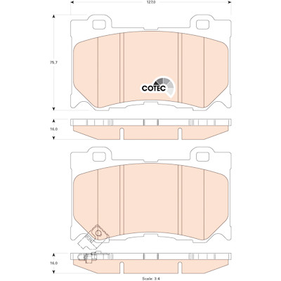 Jeu de 4 plaquettes de frein COTEC TRW GDB3505