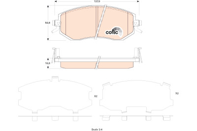 Jeu de 4 plaquettes de frein COTEC TRW GDB3519