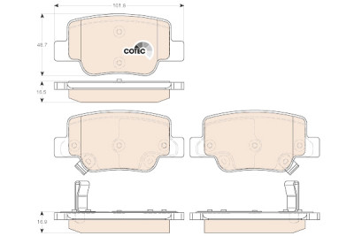 Jeu de 4 plaquettes de frein COTEC TRW GDB3547