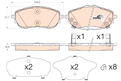 Jeu de 4 plaquettes de frein COTEC TRW GDB3598