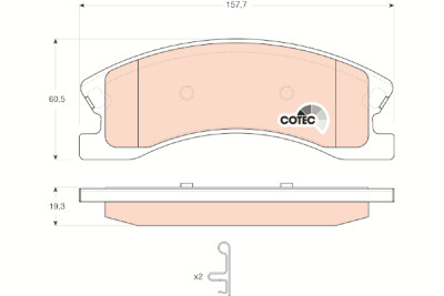 Jeu de 4 plaquettes de frein COTEC TRW GDB4133