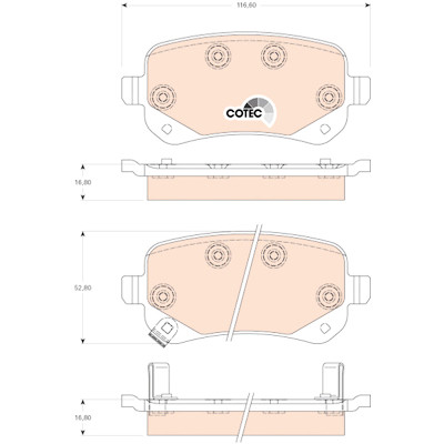 Jeu de 4 plaquettes de frein COTEC TRW GDB4176