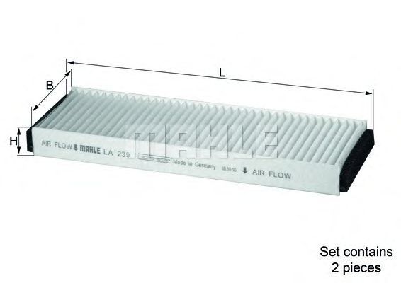 Filtre à air d'habitacle MAHLE ORIGINAL LA 239/S
