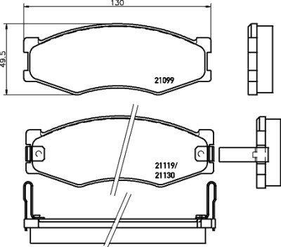 Jeu de plaquettes de frein HELLA 8DB 355 005-621