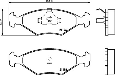 Jeu de plaquettes de frein HELLA 8DB 355 007-441