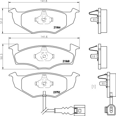 Jeu de plaquettes de frein HELLA 8DB 355 009-801