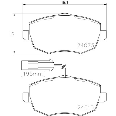 Jeu de plaquettes de frein HELLA 8DB 355 012-851