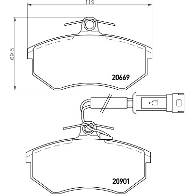 Jeu de plaquettes de frein HELLA 8DB 355 017-651