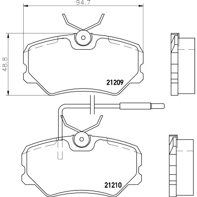 Jeu de plaquettes de frein HELLA 8DB 355 017-741
