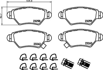 Jeu de plaquettes de frein HELLA 8DB 355 019-271