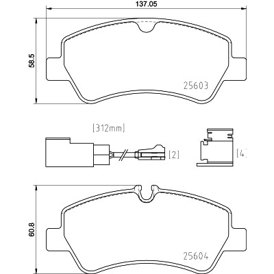 Jeu de plaquettes de frein HELLA 8DB 355 025-161