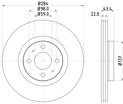 Disque de frein HELLA 8DD 355 102-391