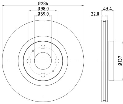 Disque de frein HELLA 8DD 355 102-391