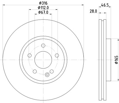 Disque de frein HELLA 8DD 355 104-341